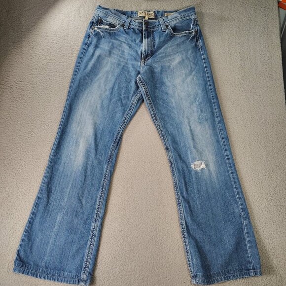 Lucky Brand Jeans Mens 32 Long Blue Relaxed Bootleg Low Rise Cotton Casual - Picture 1 of 11